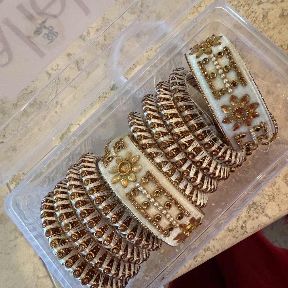 Two set of Indian white bangles